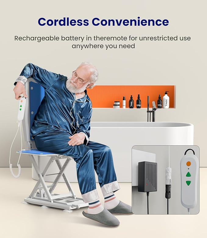 VOCIC Upgrade Electric Chair Lift with Wheels, Get Up from Floor, Portable Lift Assist Devices for Elderly, Includes 2 Types Suction Cups, Support Up to 300 LBS, No Assembly, AX10