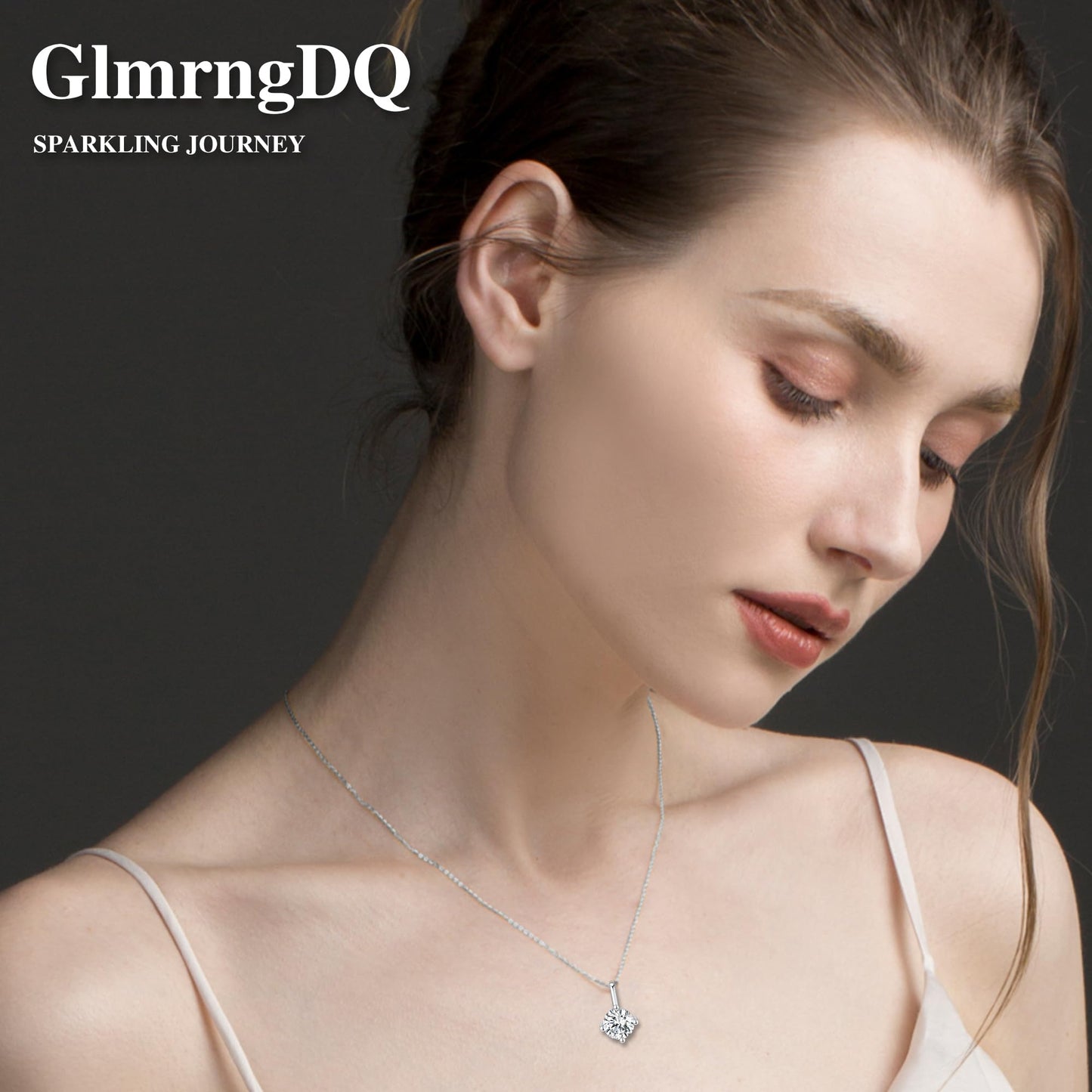 GlmrngDQ Moissanite Necklace for Women Jewelry, 18K White Gold Plated 925 Sterling Silver Lab Created Diamond Pendant, Gift for Anniversary, Birthday, Wedding - to My Wife, Friends, Mom.…