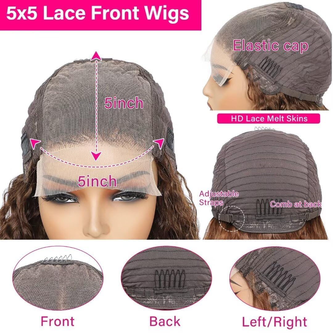 Ombre Lace Front Wigs Human Hair Highlight Deep Wave 5x5 HD Lace Closure Wigs Human Hair Pre Plucked Honey Blonde Wig Human Hair