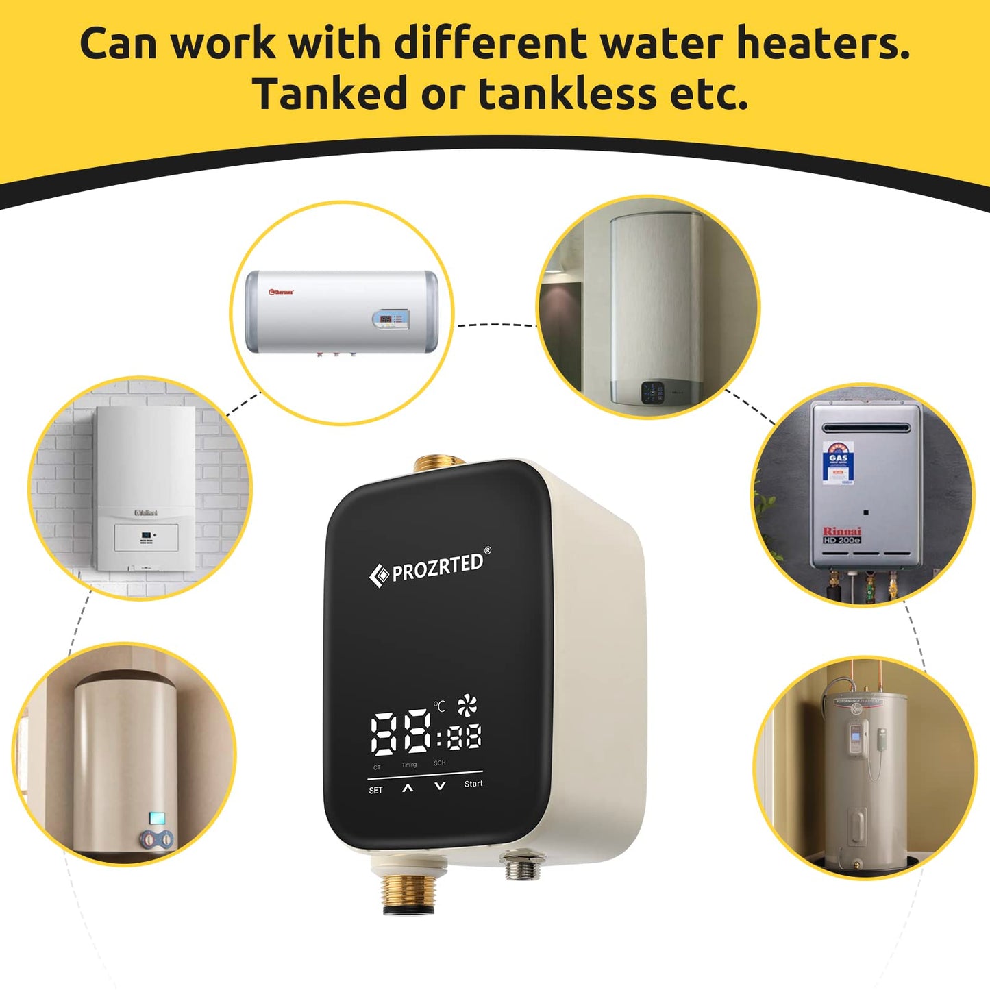 HBS24-12T Digital Smart Instant Hot Water Recirculating Pump Kit โ Built-in Thermostat, Timer, Digital Screen, Extremely Quiet, Under Sink Recirculation System