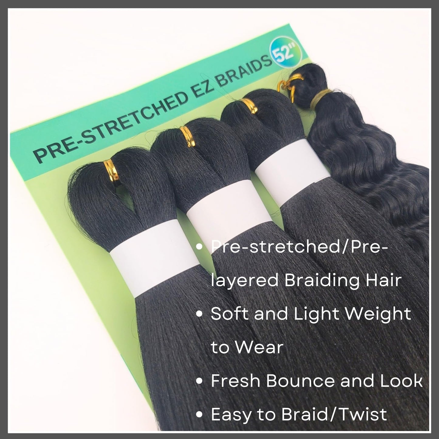 Black Braiding Hair Pre Stretched Knotless Braiding Hair for Boho Braids(6 Packs)
