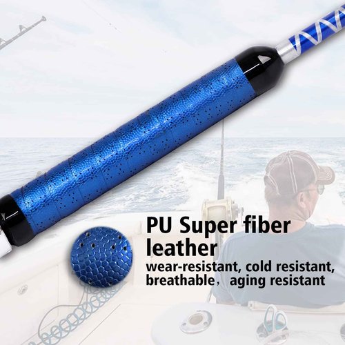 Fiblink Bent Butt Fishing Rod 2-Piece Saltwater Offshore Trolling Rod (5'6"-50-80lbs Roller Guides)