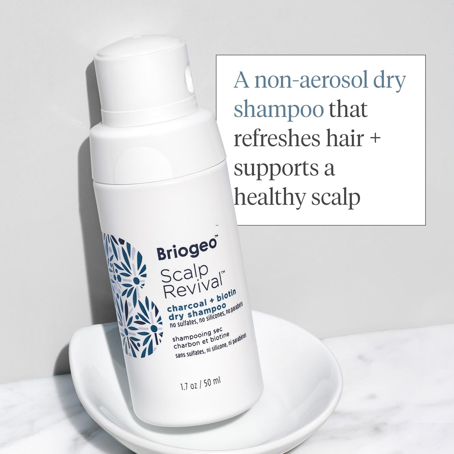 Briogeo Scalp Revival Charcoal + Biotin Dry Shampoo, Clarifying Shampoo Scalp Cleanser for Dry Scalp & Itchy Scalp, Featuring Te