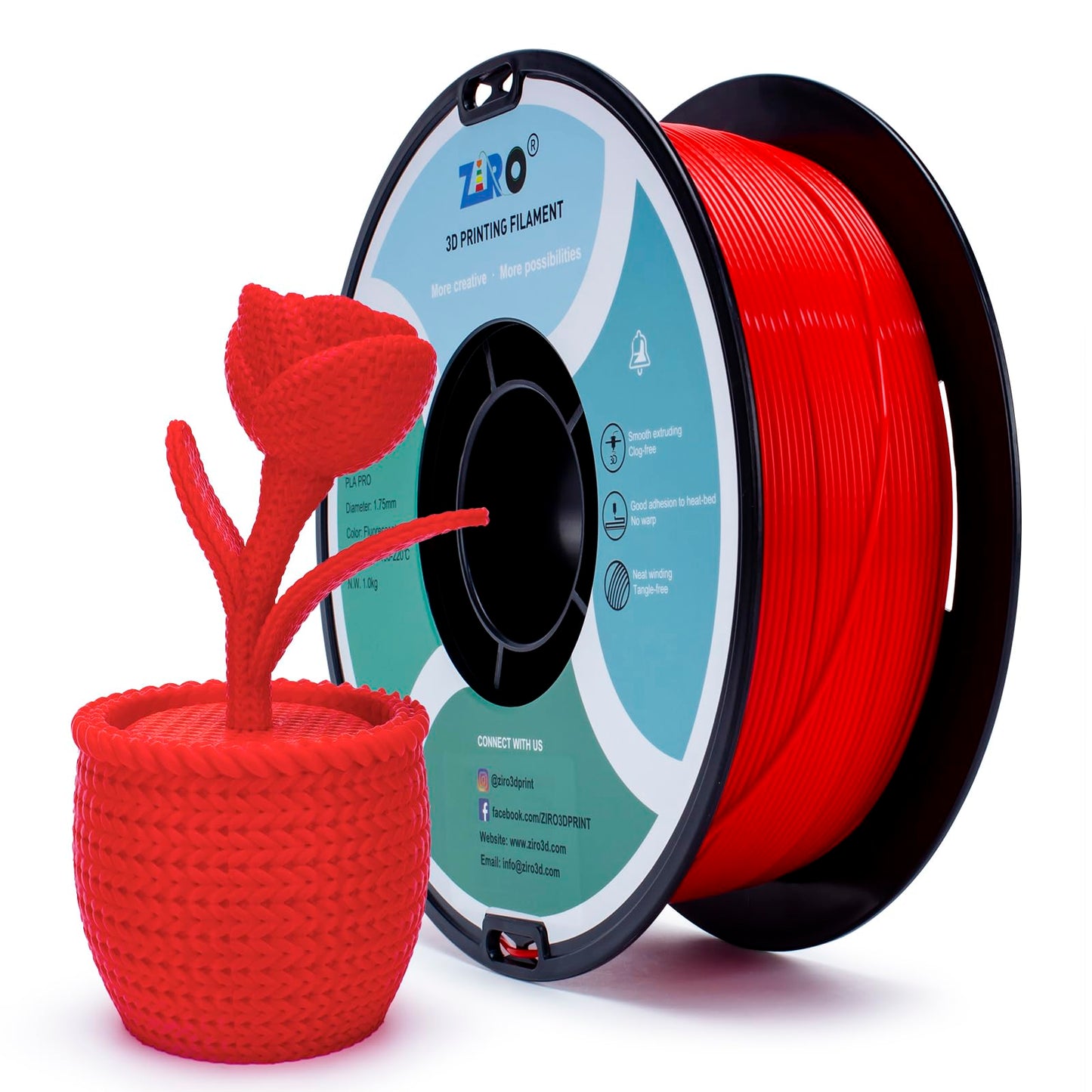 ZIRO Luminous ONLY by UV Light PLA, Fluorescence 1.75mm Filament, Glow Effect Bright Color PLA Material, Fit for Most FDM 3D Pri