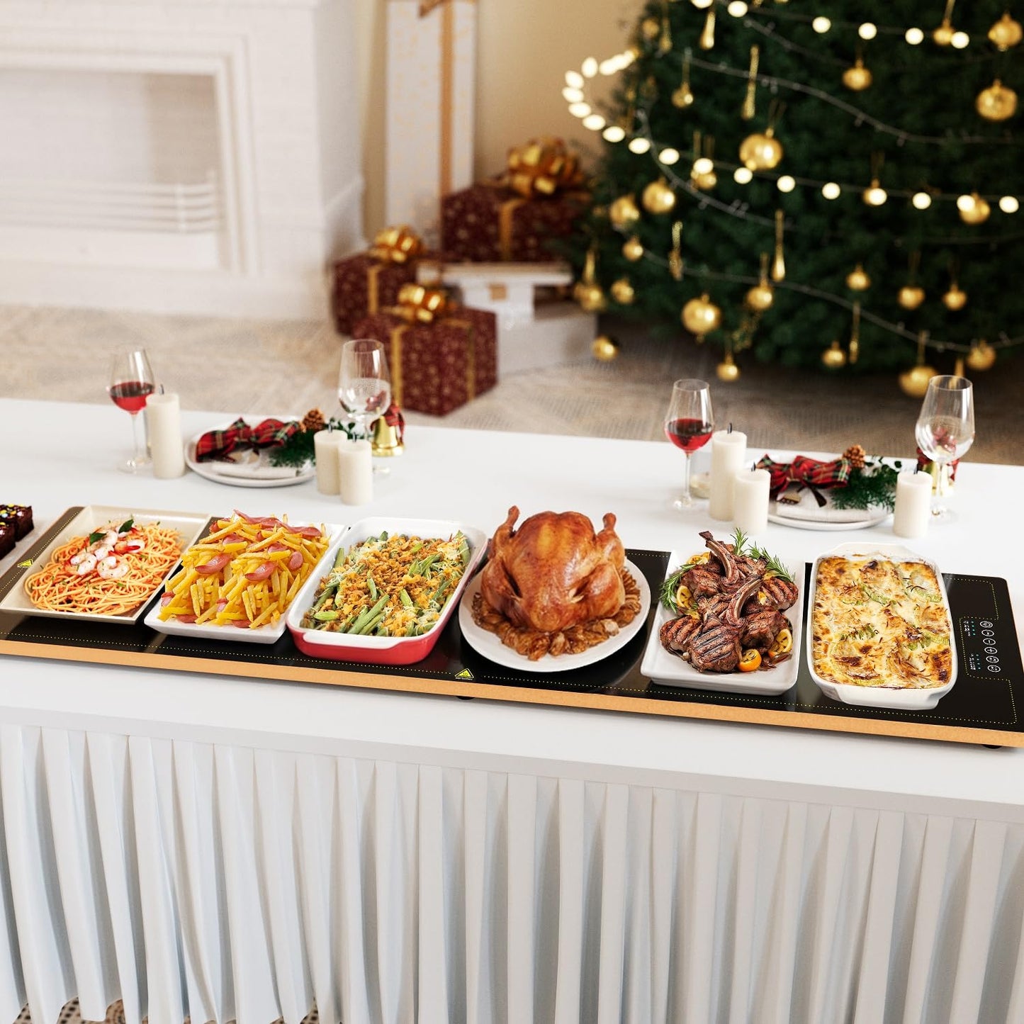 Electric Warming Trays for Buffets Party - 48x14 Inch Food Warmers, Buffet Servers and Warmers - Extra Large Hot Plate with Fast Heating & Adjustable Temp for Restaurants, Events