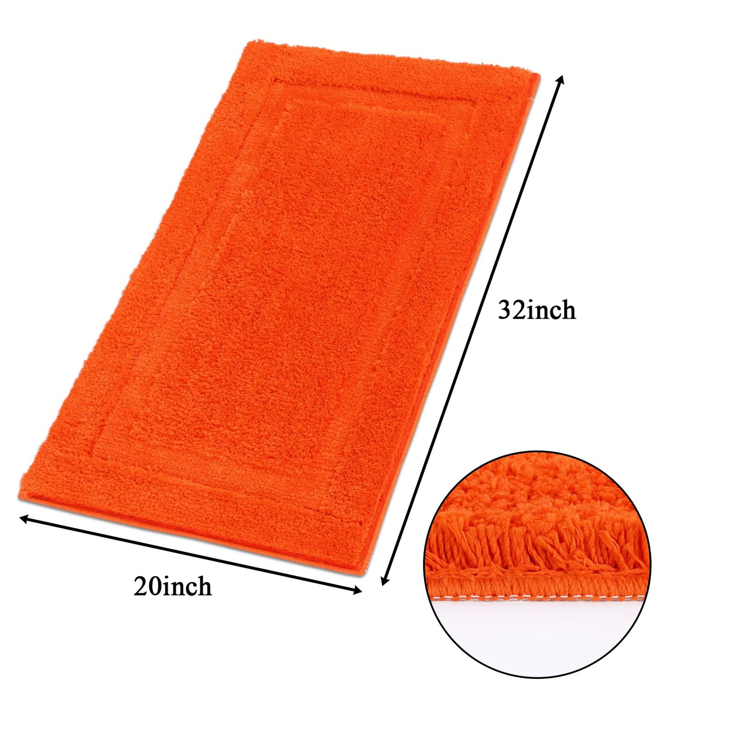SHACOS Super Soft Bathroom Rugs 20"x32" Bath Mats Fluffy Non Slip Washable Absorbent Bath Rugs Carpets for Bathroom Floor Tub Shower Vanity Sink Home Decor Accessories, Orange Red 1'8" x 2'8"
