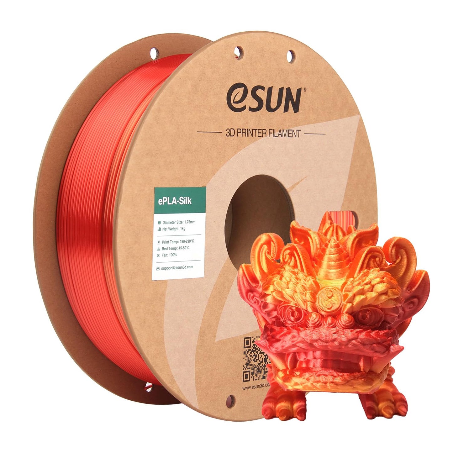 eSUN Silk Rainbow PLA Filament 1.75mm, Silky Colorful PLA 3D Printer Filament, 1KG Gradient Changing Multicolor Shiny Filament f