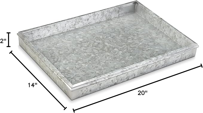 Good Directions Small Boot Tray, Classic Multi-Purpose All Weather Decorative Boot Tray, Shoes, Plants, Garage, Patio Door, Pet Bowls, 20 inch Entry Indoor Shoe Tray for Apartment, Grey Steel