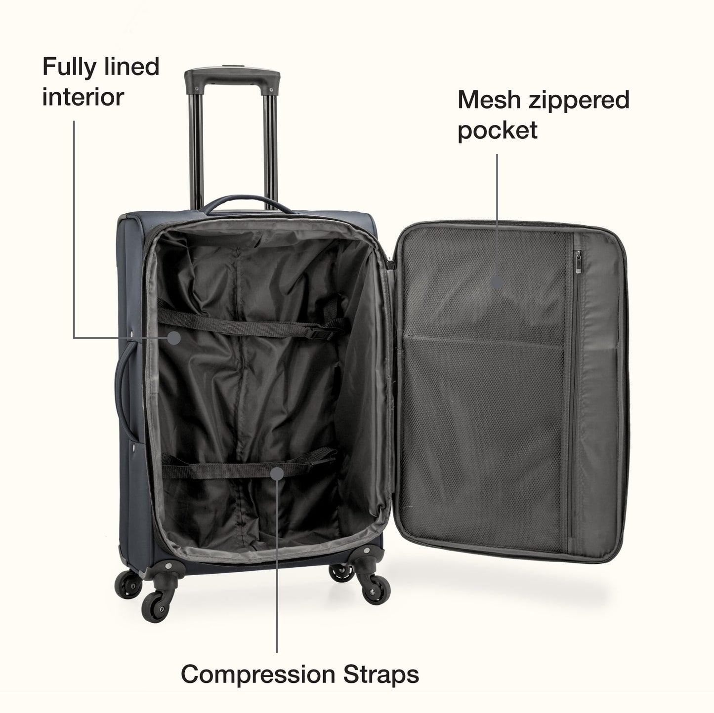 U.S. Traveler Anzio Softside Expandable Spinner Luggage, Dark Grey, Checked-Medium 26-Inch