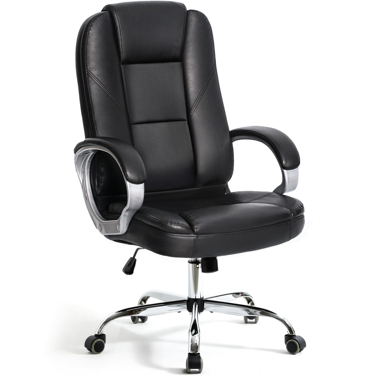 NEO CHAIR Office Desk Ergonomic Gaming Chair High Back Adjustable Computer Chair with Wheels and Lumbar Support Comfy Leather Executive Swivel (Jet Black)