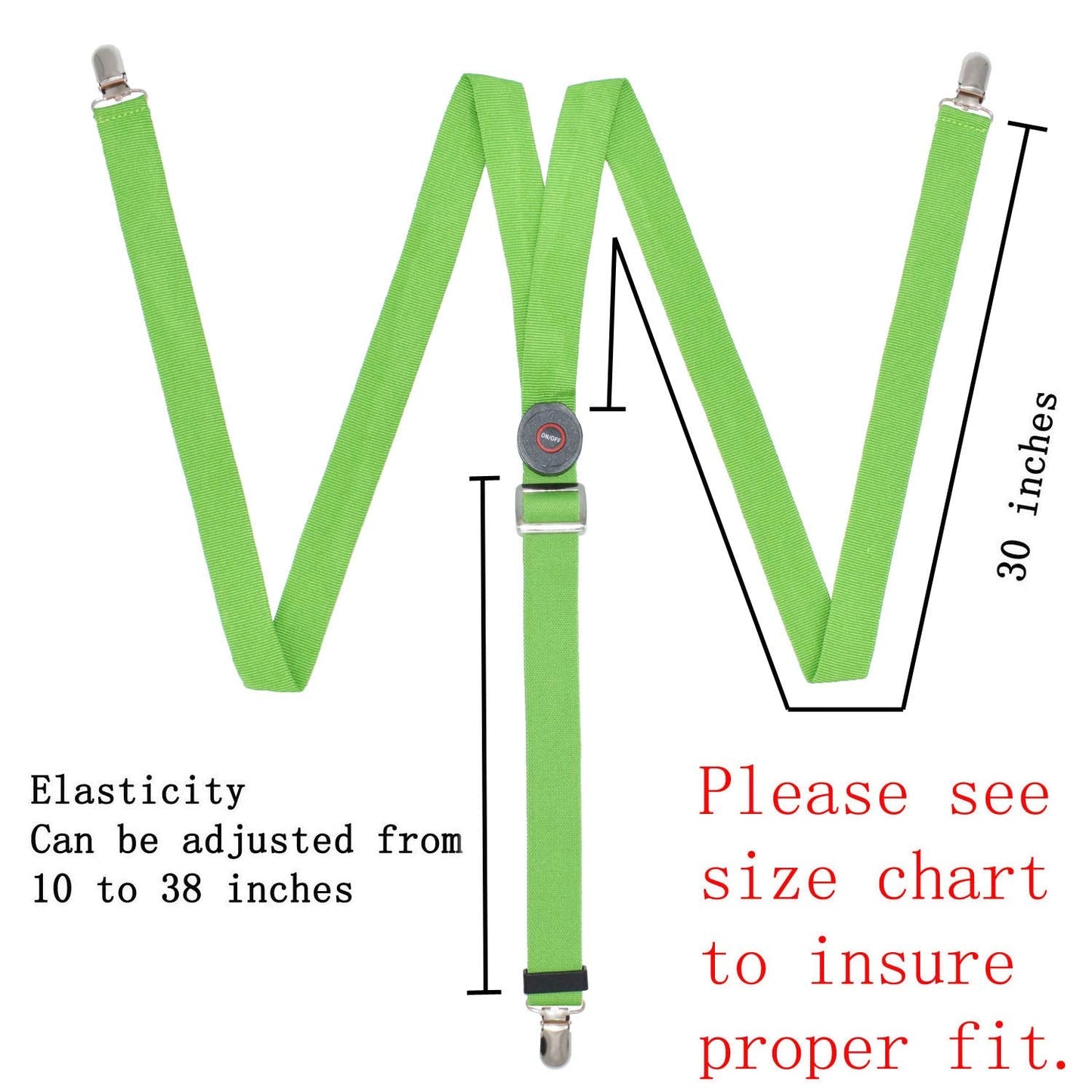 AMNQUERXUS LED Glow Light Up St Patricks Day Suspenders Trouser Braces Y Shape Suspenders Gifts for Men Women (Green)