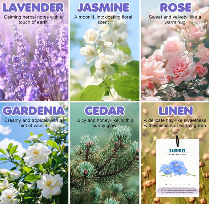 14 Packs Large Linen Scented Sachets for Closet Deodorizer Drawers, Hanging Long Lasting Potpourri Bags Home Fragrance Air Freshener
