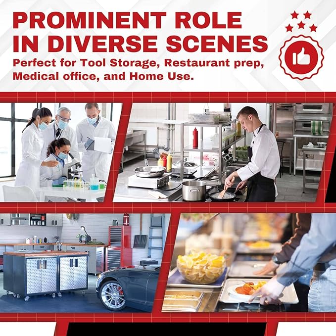 DuraSteel Stainless Steel Work Table 24" x 18" x 34" Height w/ 4 Caster Wheels - Food Prep Commercial Grade Worktable - NSF Certified - Good for Restaurant, Business, Warehouse, Home, Kitchen, Garage
