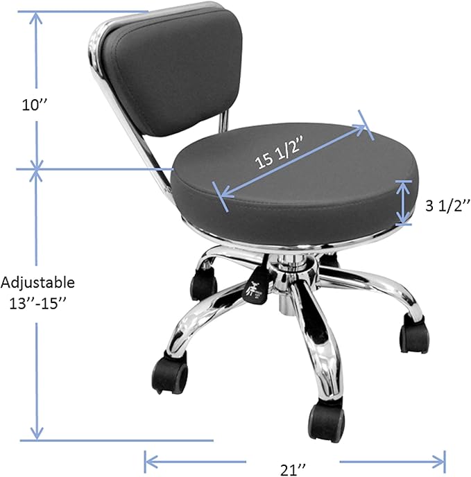 MAYAKOBA Dayton Garage Rolling Seat (Black) Pneumatic, Short Stool with Adjustable Height 13"-15", Perfect for Garage Task, Home Cleaning, Bathroom Short Seat, Technician Task