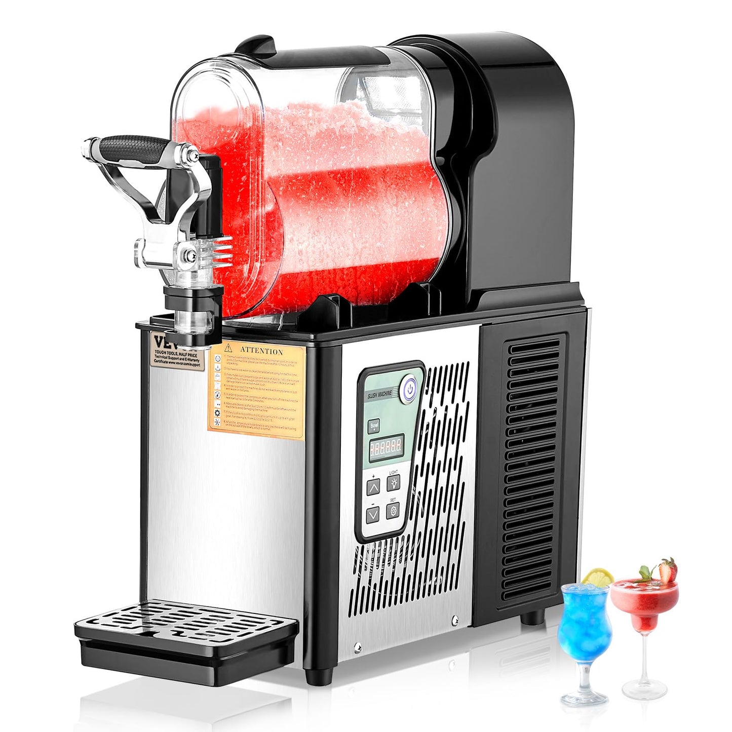 VEVOR Commercial Slushy Machine, 3L×1 Single Tank Frozen Beverage Maker, 12-Cup Stainless Steel Slushie Machine, Margarita Frozen Drink Smoothie Maker, for Restaurants, Bars, Cafes, and Food Truck