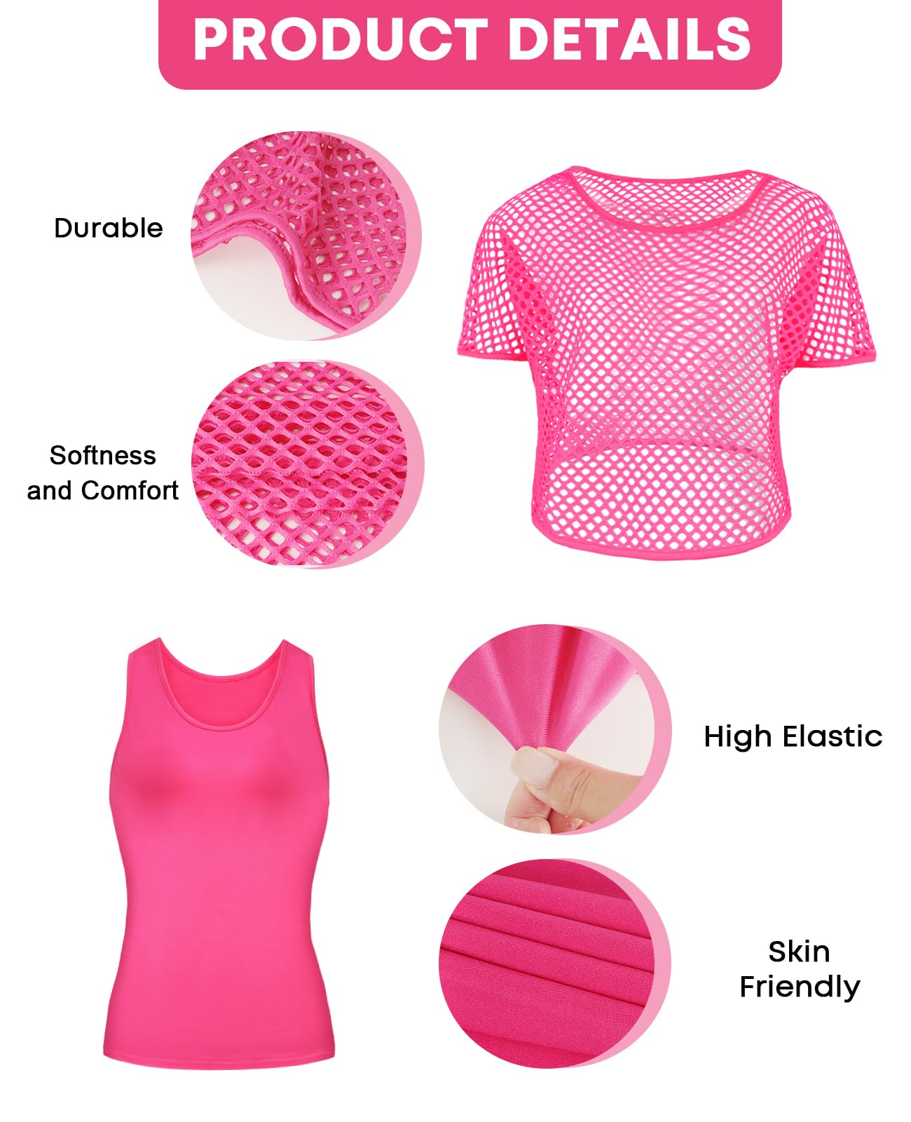 TraLxwee 80s Costumes Outfits Accessories for Woman Party Fishnet Neon Off Shoulder T-Shirt Two Pieces Legging Pants