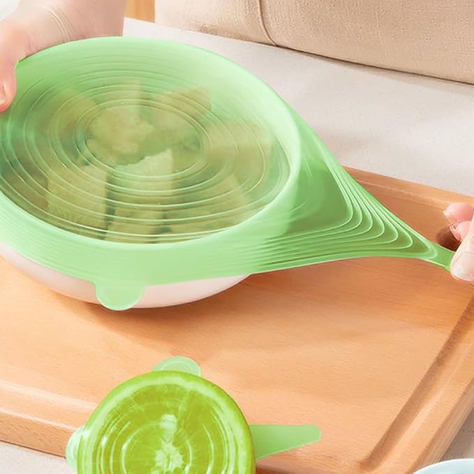 Reusable Silicone Stretch Lids – 18PCS Round & Square Stretchy Food Covers, Airtight & Leakproof, Microwave & Dishwasher Safe Green