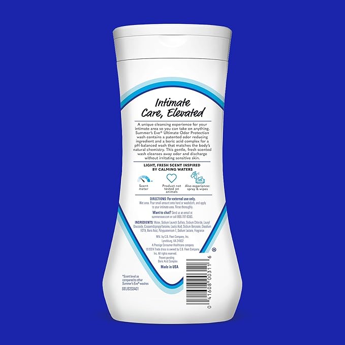 Summer's Eve, Ultimate Odor Control, Feminine Body Wash with Boric Acid, Removes Odor, Feminine Wash with pH Balance, 15 Fl Oz (Pack of 3)