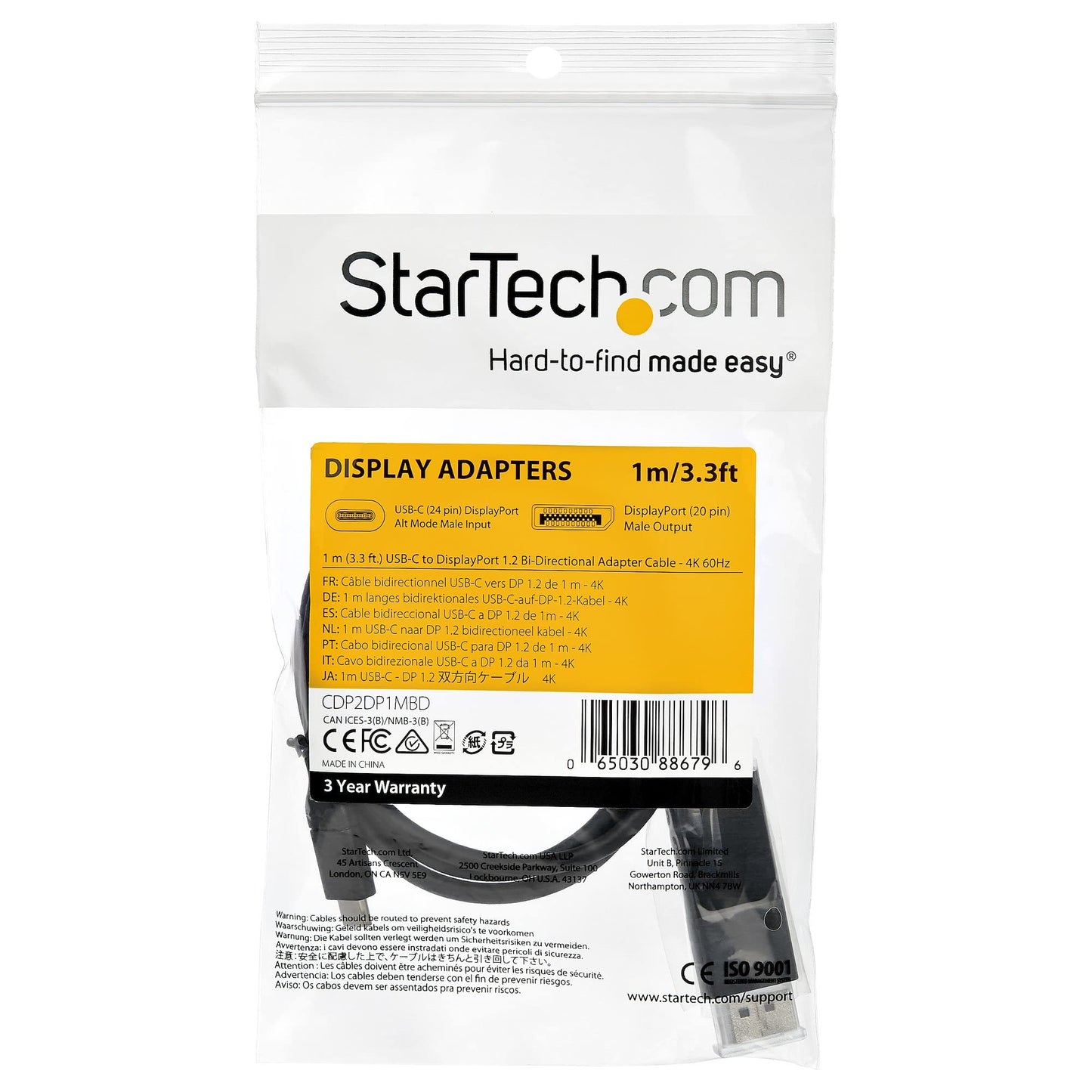 3.3 Ft. (1 M) Usb-C To Displayport 1.2 Cable - Bi-Directional