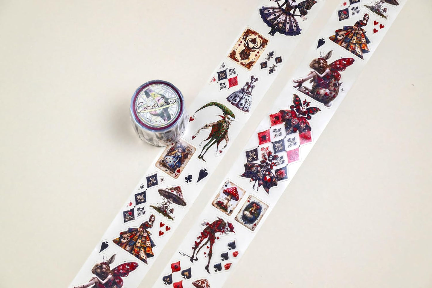 Alice’s Dark Fairies Transparent Washi Tape 4x5 cm – Decorative Scrapbooking Craft Adhesive Roll with Gothic Fairy Art, Fantasy Illustration Design for Journals, Planners, Cards & DIY Projects