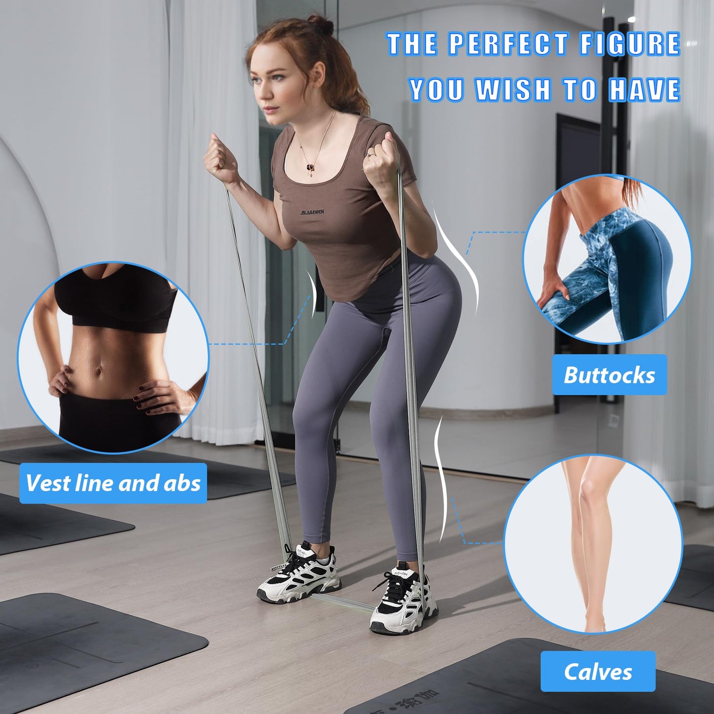 5 Pcs Resistance Bands for Working Out Women and Men, Physical Therapy Bands, Latex Free Elastic and Exercise Bands Set for Stretching, Suitable for Rehab, Yoga, Pilates, Gym, Home Exercise (Gray)