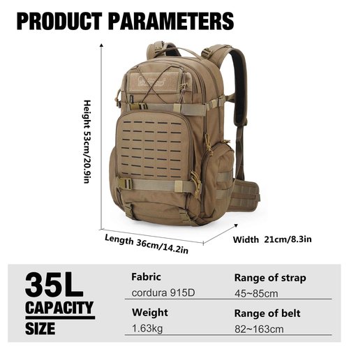Mardingtop 35L Molle Tactical Military Backpack for Men,Cordura Backpack for Hiking,Camping,Survival