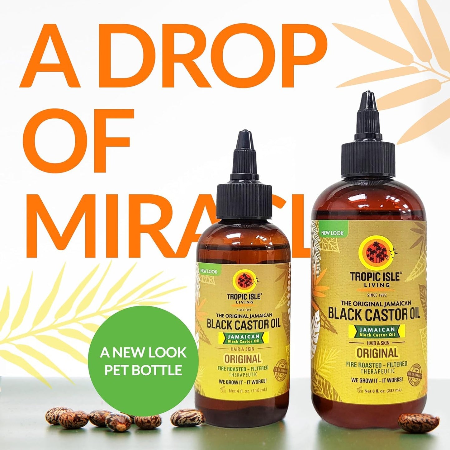 Tropic Isle Living Jamaican Black Castor Oil | Rich in Vitamin E, Omega Fatty Acids & Minerals | For Hair Growth Oil, Skin Condi