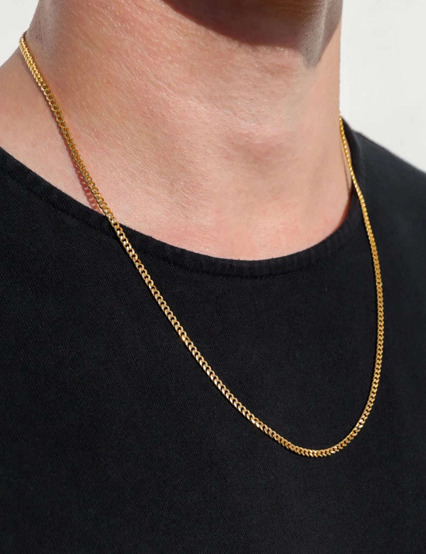 Waitsoul 925 Sterling Silver Cuban Chain Lobster Clasp 18k Gold Plated 3mm Cuban Link Curb Chain Necklace for Women Men 16-30 In