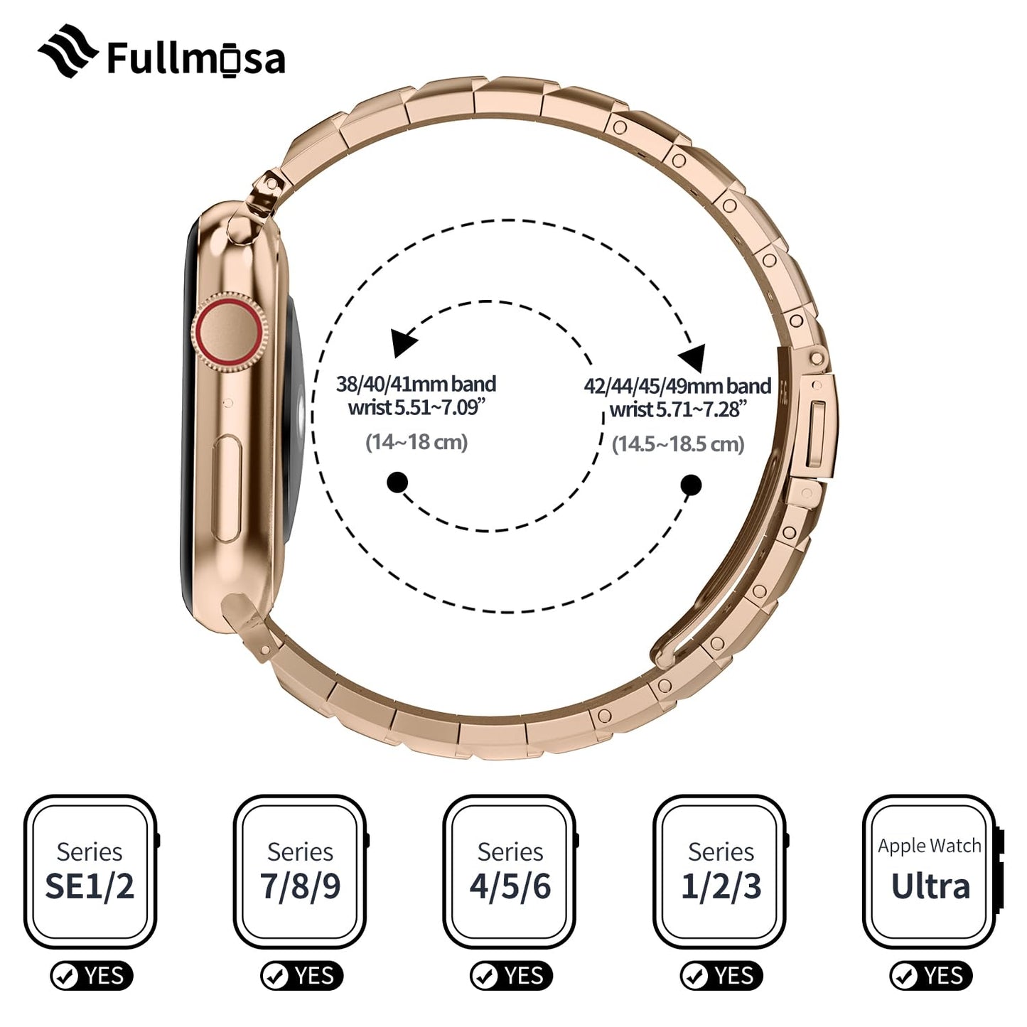 Fullmosa Slim Metal Band Compatible With Apple Watch 42Mm 41Mm 40Mm 38Mm,Stainless Steel Chain Strap For Women Iwatch Bands Seri