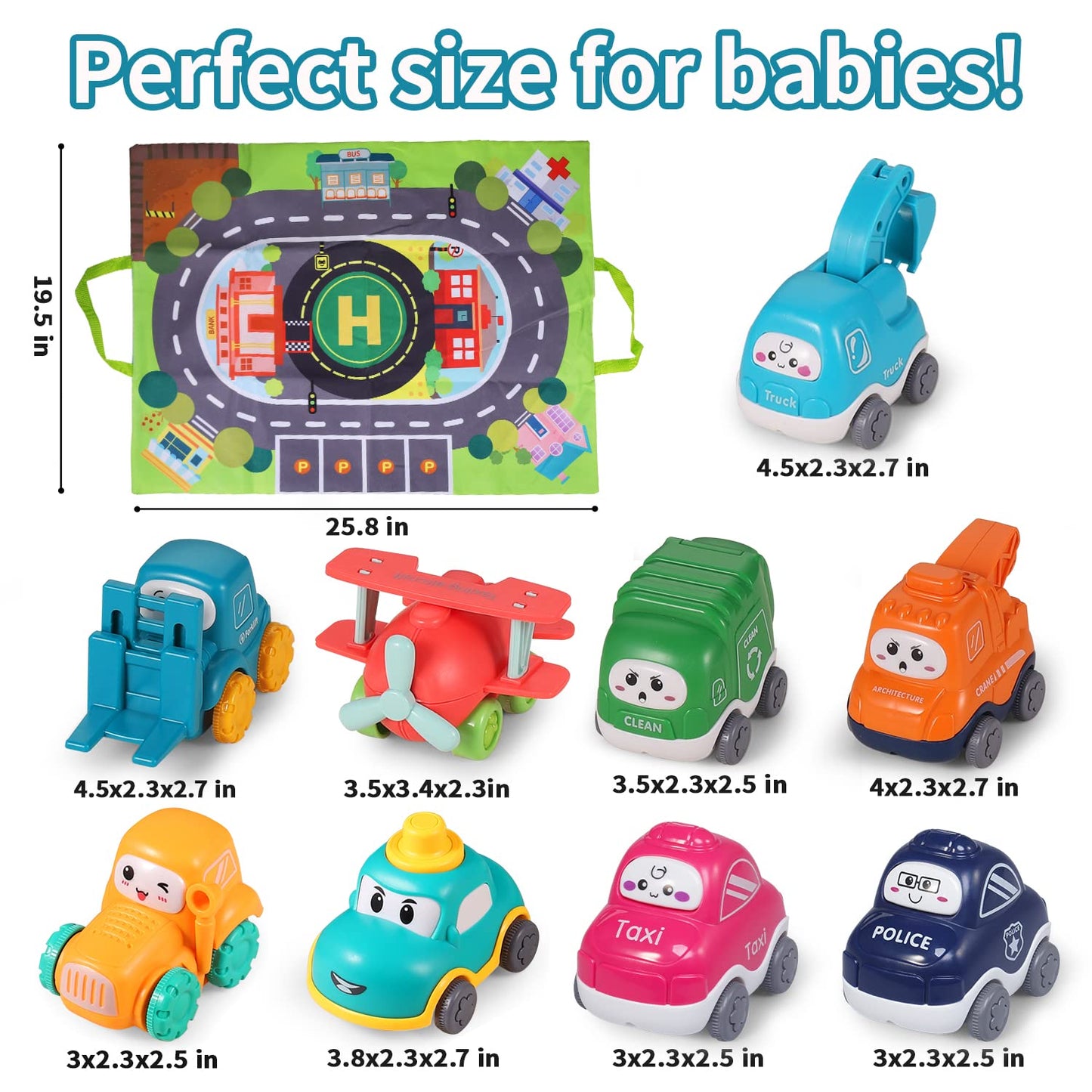 ALASOU 9 PCS Baby Cranes Car Toys with Playmat/Storage Bag|1st Birthday Gifts for Toddler Toys Age 1-2|Baby Toy for 1 2 Year Old Boy|1 2 Year Old Boy Birthday Gift for Infant 12 18 Months