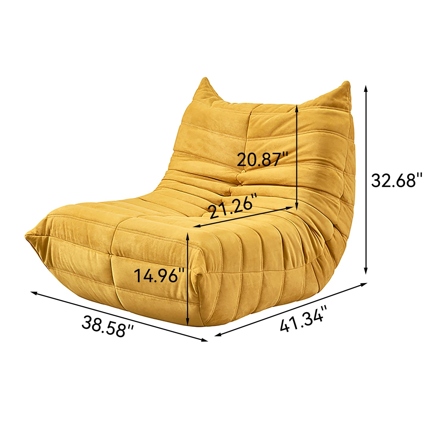 Aosaifen Bean Bag Chair - Corner Sofa, Fireside Chair Bean Bag Sofa Large Bean Bag Chair for Adults,Fireside Floor Couch for Living Room, Bedroom, Gaming & Office (Yellow, Single)