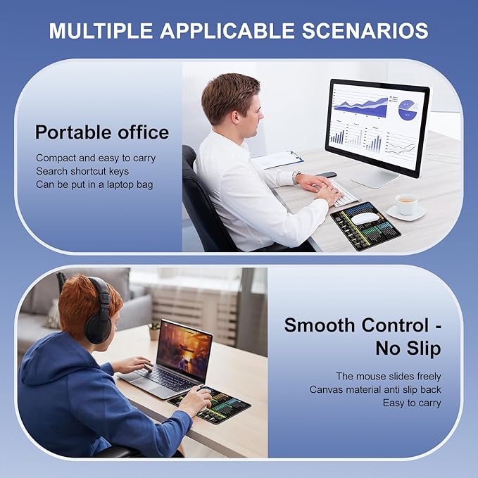 Excel Mouse pad—11.8 * 9.8inch Portable Size |Contains 5 Excel Function modules, FN Shortcut Keys and Practical Relaxation Exercises,Work、Study、Gaming Mouse pad