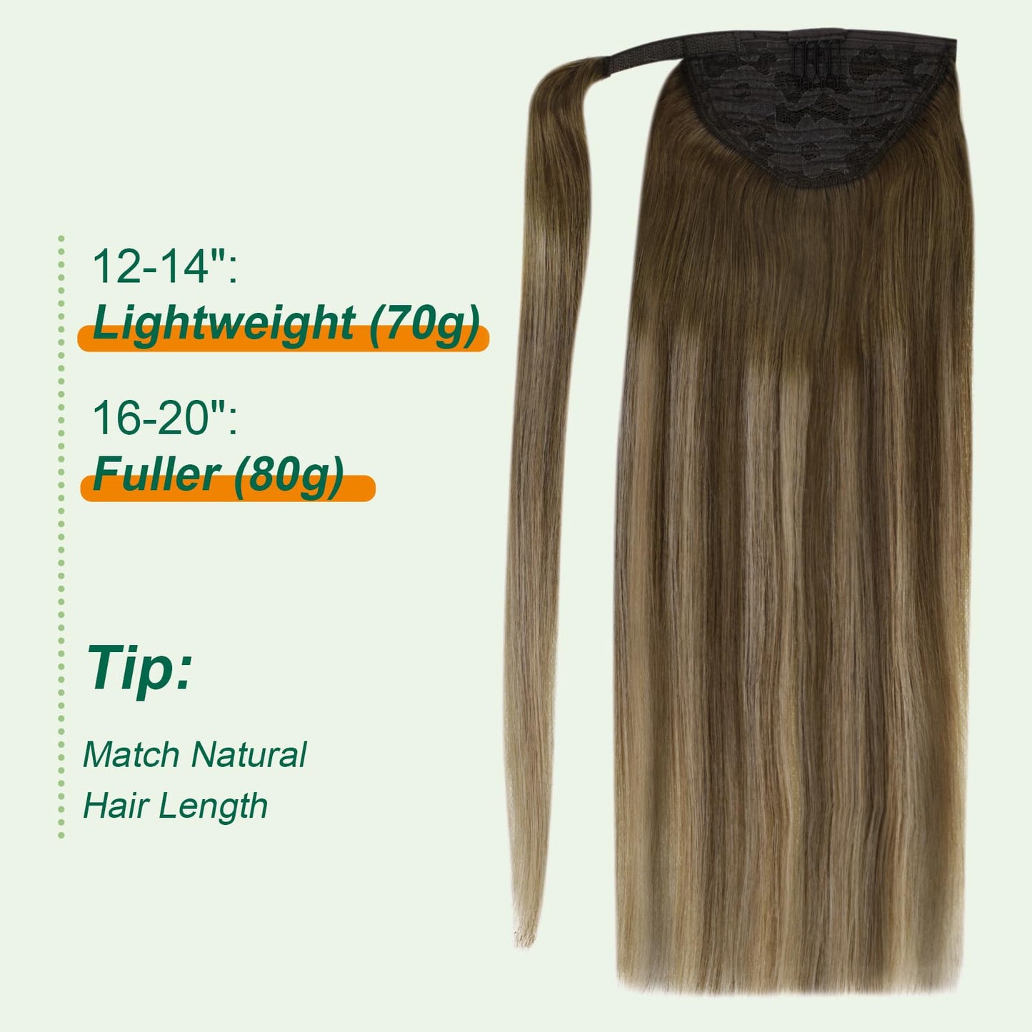 Easyouth Hair Extensions Ponytail Balayage Human Hair Ponytail Extension Ombre Medium Brown to Caramel Blonde Wrap Around Ponyta