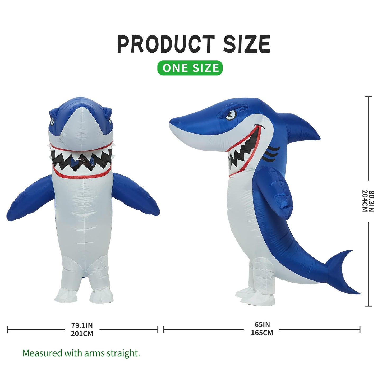One Casa Inflatable Costume Full Body Shark Air Blow up Funny Party Halloween Costume for Adult Large Size