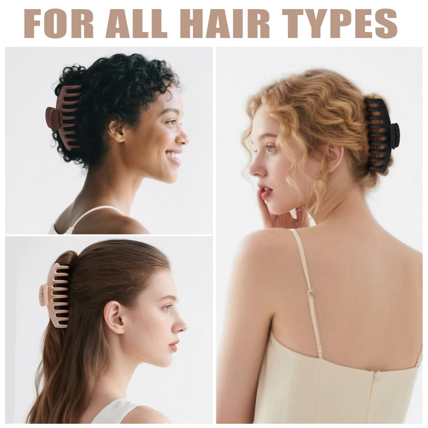 TOCESS Hair Claw Clips for Women - 8PK Large Neutral Matte Jumbo Hair Clips for Thick, Thin, Long, Short, Curly Hair Girls, Big
