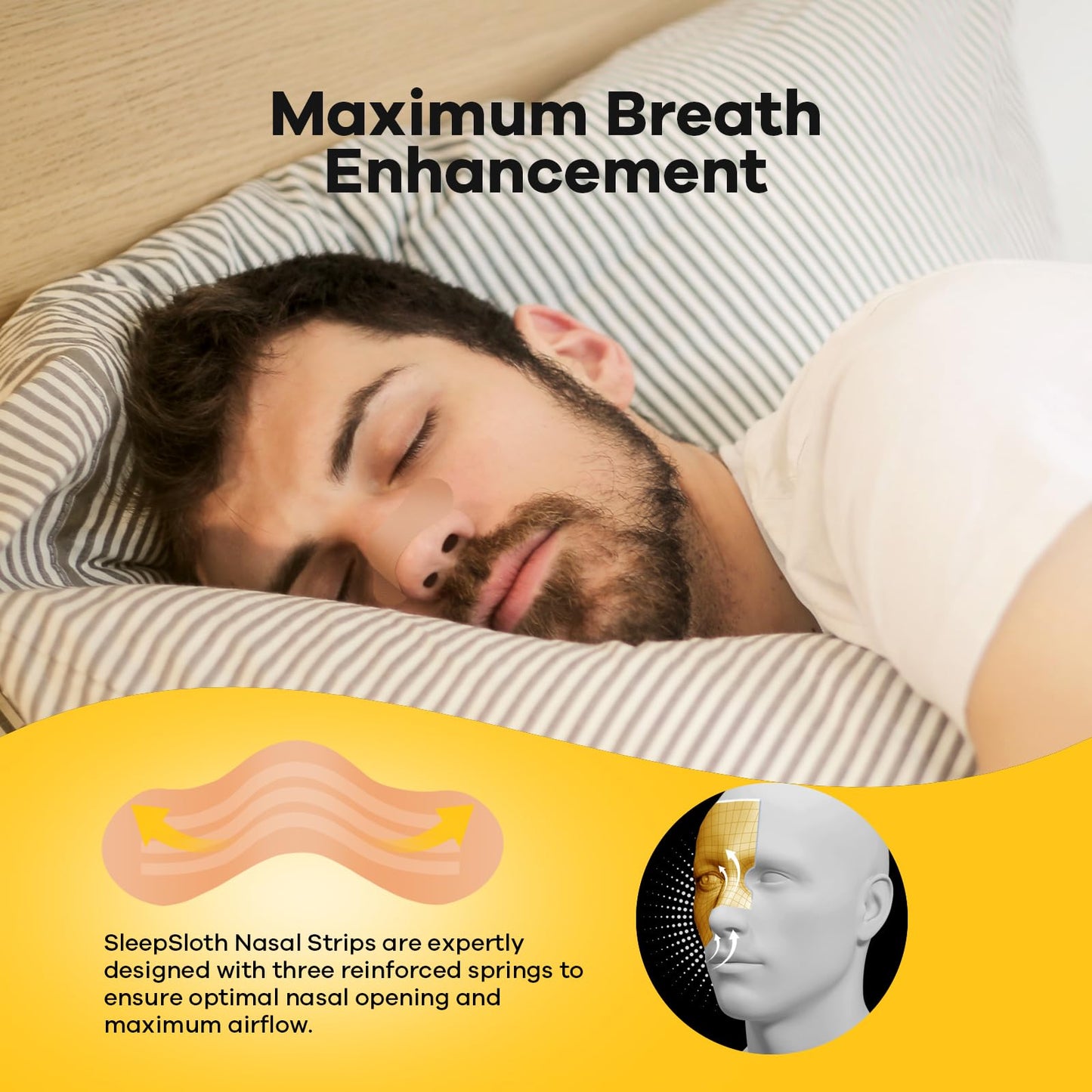 SleepSloth Nasal Strips for Snoring (36 Strips), Nasal Strips for Breathing, Nasal Strips for Sensitive Skin, Congestion Relief Caused by Colds & Allergies, Universal Fit, Extra Strength, Beige