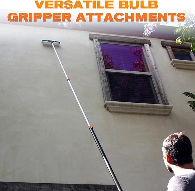 28FT Reach Telescopic Extension Pole, 5-20FT Multi-Purpose Extendable Pole with Universal Twist-on Metal Tip, Lightweight Sturdy Aluminum Paint Roller Extension Pole for Dusting Painting Cleaning