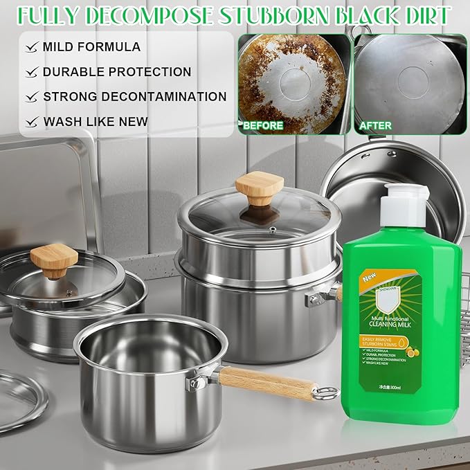 Cleaning Milk House Cleaner,New Powerful Multifunctional Concentrated Cleansing Lotion - Multi Functional Effective Cleaning Milk for Household Kitchen to Heavy Oil Stains (300ml & 10.6oz)