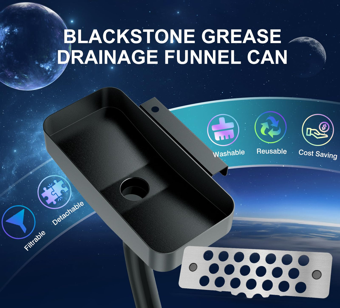 Upgrade Rear Blackstone Grease Catcher, Grease Trap with Separate Magnetic Grease Gate for Blackstone,Innovative Griddle Accessories,Compatible with 36" Grill Plate