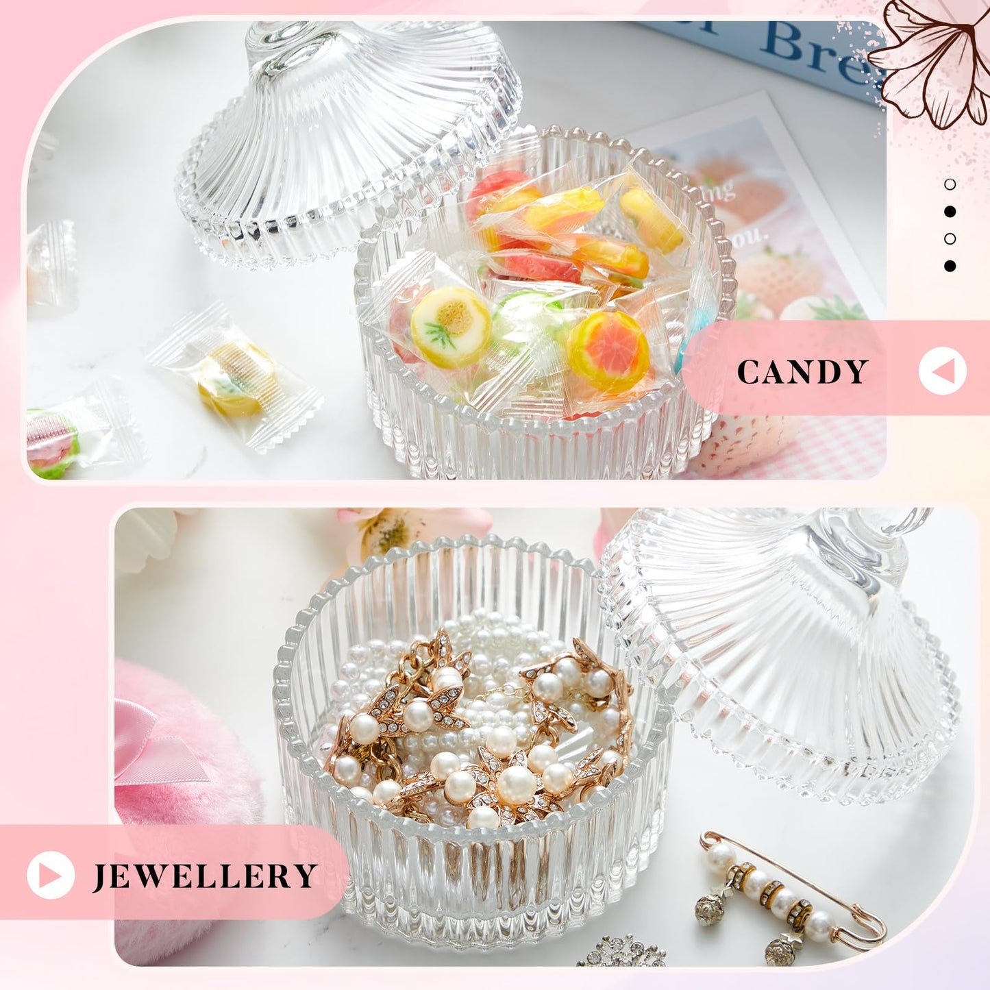 Tioncy 7 Pcs Large Body Powder Puff and Container Set Powder Container with Powder Puff Crystal Container Soft Washable Reusable