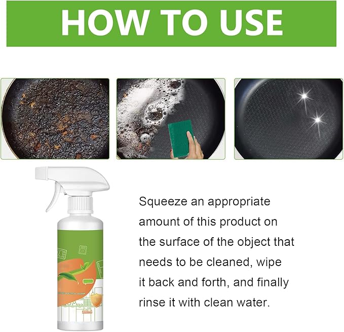 wuliao Fly Cleaner Stain Remover Spray, Kitchen Multi-purpose Foam Cleaner Spray, Kitchen Oil Stains Cleaner for Hold/Oven/Stove/Sink Range Hood (2)