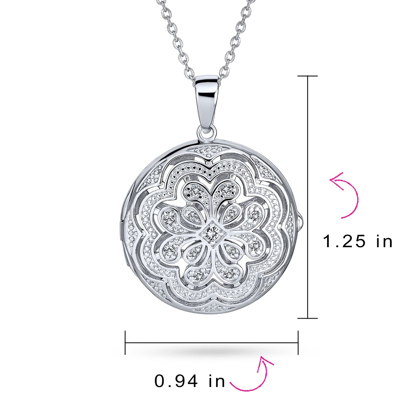 Bling Jewelry Vintage Style Filigree Flower Round Circle Aromatherapy Essential Oil Perfume Diffuser Keepsake Photo Heart Shape