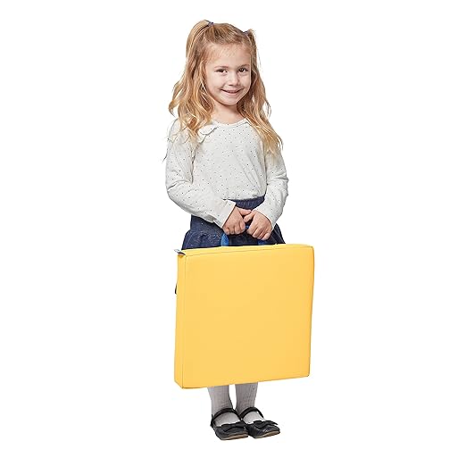 ECR4Kids SoftZone Floor Cushions, Square, Flexible Seating, Yellow, 6-Piece