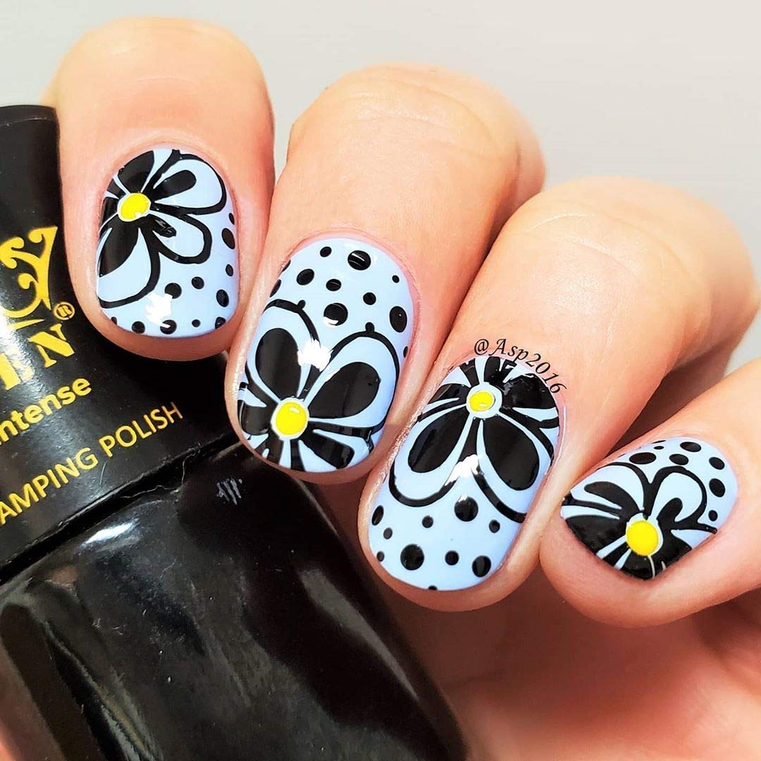 PUEEN MUST HAVE Stamping Polish Collection Set Big 5-FREE Formula Nail Color Lacquer (805 - Black Jack + 806 - Pure White) - BH0