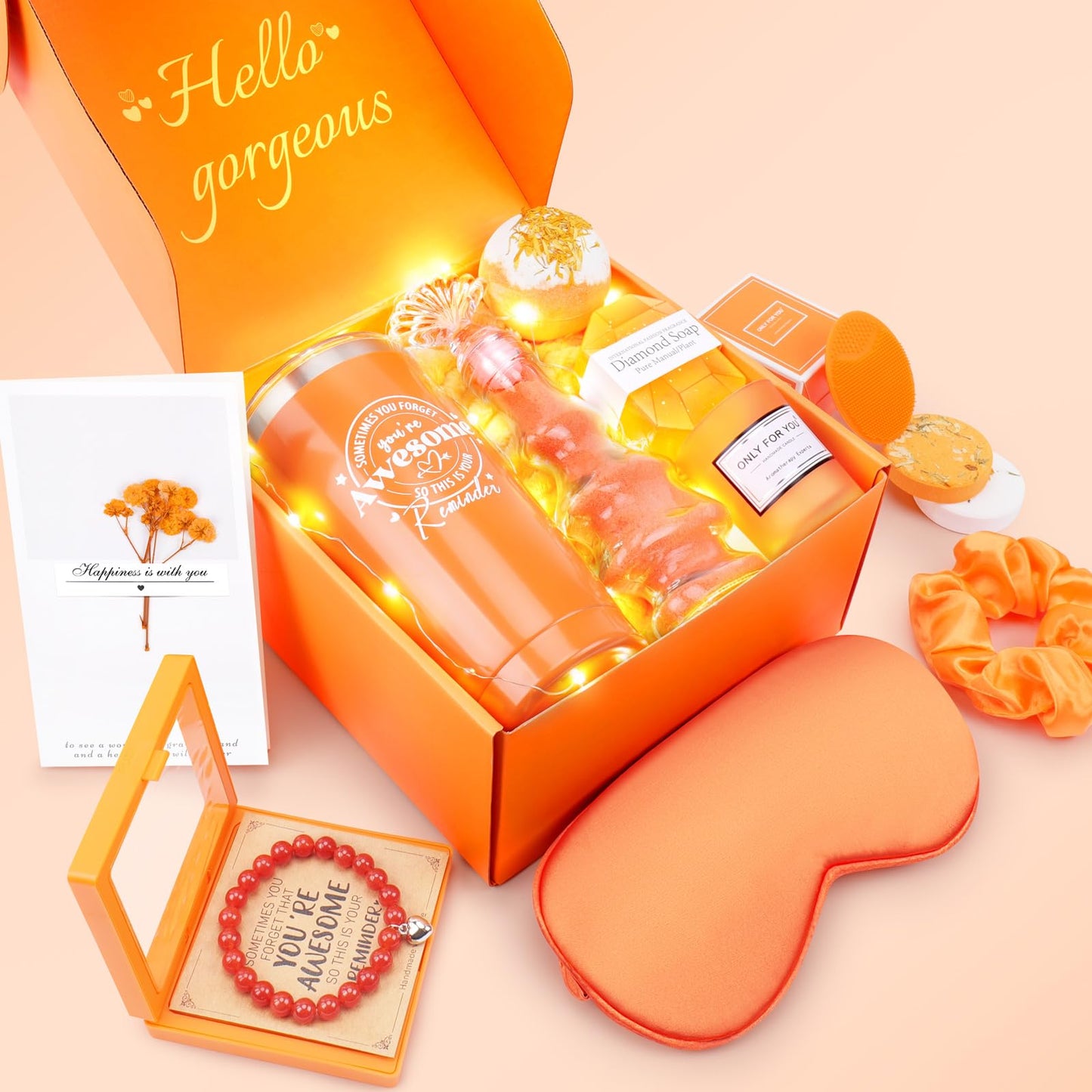 Orange Fall Gifts for Women, Birthday Gifts for Women, Care Package for Women, Self Care Get Well Gifts, Mothers Day Halloween Christmas Gifts for Mom Her Best Friend Sister Wife Grandma