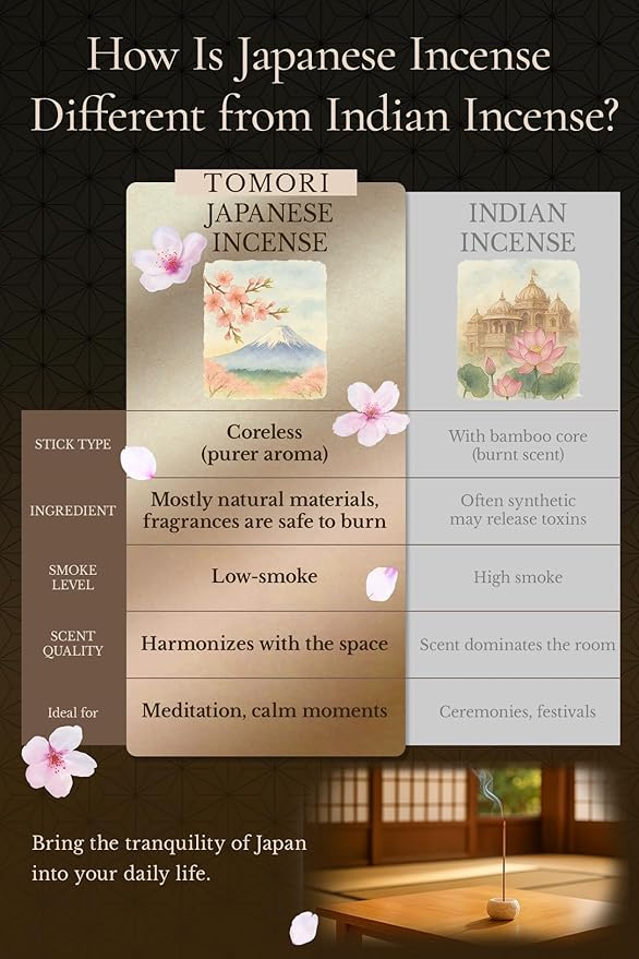 Sandalwood Premium Japanese Incense Sticks 60sticks Coreless Low Smoke Natural Charcoal Free Non Toxic Temple Kyoto Aroma Aromatherapy Meditation Calming Stress Relief Relaxation Yoga Zen TOMORI