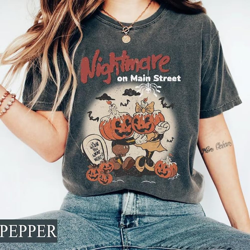 Halloweentown University T-Shirt for Women Fall Pumpkin Shirts Funny Halloween Thanksgiving Gift Tops(Dark Heather, S)