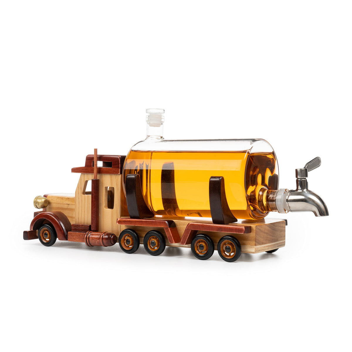 Truck Wine & Whiskey Decanter for Wine Bourbon Scotch or Whiskey Fathers Trucker Gift 1000ml 18"L, Gifts for Dad, Him - Trucker Gifts, Trucks Driver Gift, Truck Figurine for Home Bar
