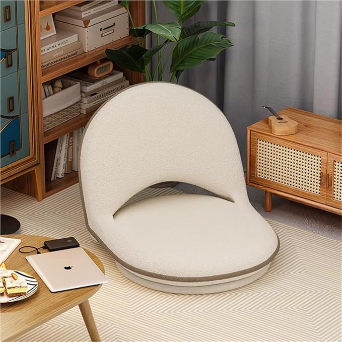 Folding Swivel Tatami Floor Chair with Back Support, Comfortable Meditation Chair, Lazy Sofa for Bedroom, Floor Seat, Floor Cushions for Adults(Pink)