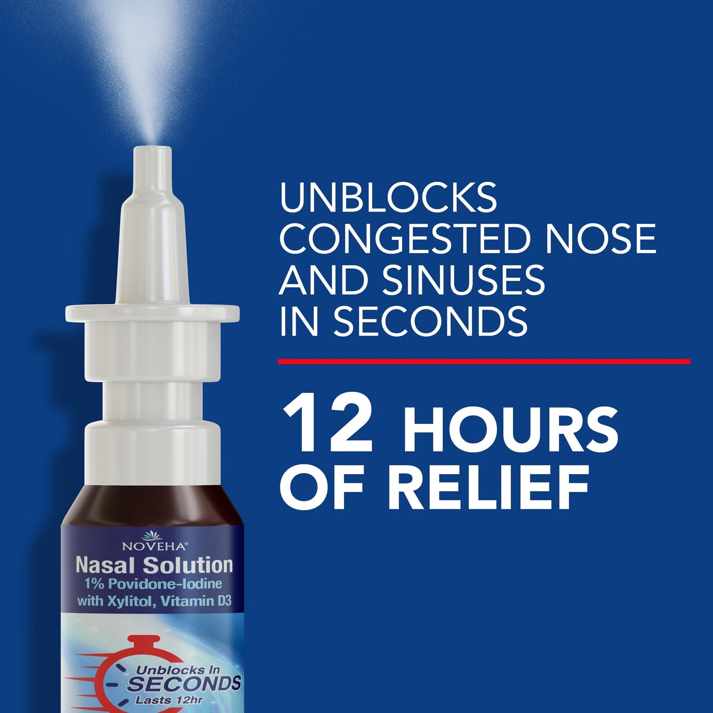 NOVEHA Iodine Nasal Spray - Nose Spray for Humans - Cleanses & Refreshes Nasal Passages - with Vitamin D3 & Aloe Vera - Natural Daily Nasal Cleanser - Made in USA - 30mL